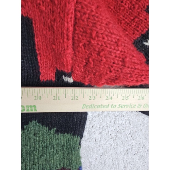 VTG Newari Cardigan Sweater Hand Knitted Nepal Chunky City Scapes Women's L/XL - Picture 4 of 16